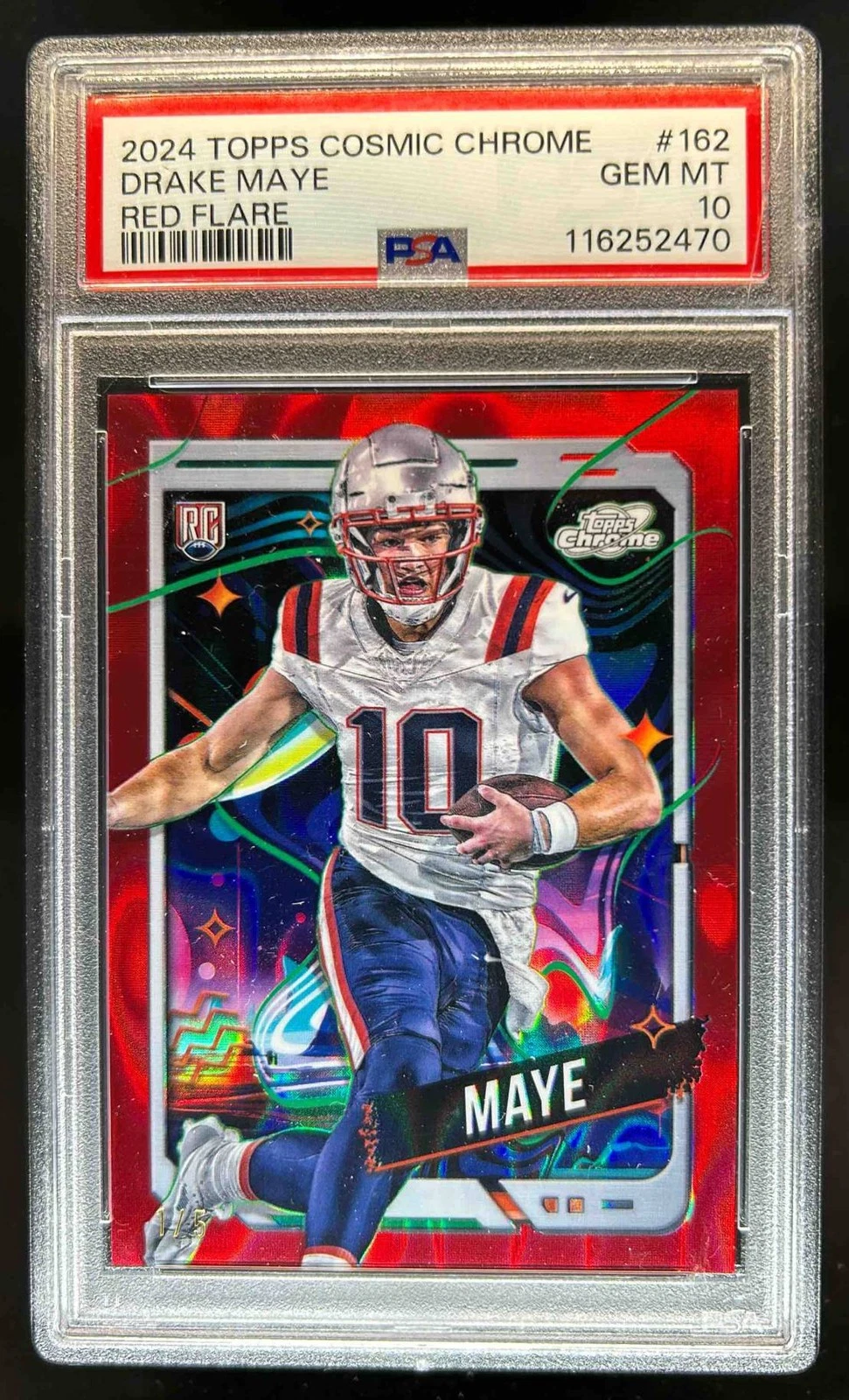 Drake Maye Topps Cosmic Chrome #162 Red Flare