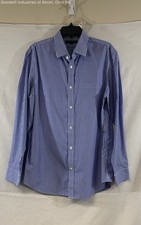 Banana Republic Men's Blue Striped Non-Iron Classic Fit Dress Shirt L 16-16.5