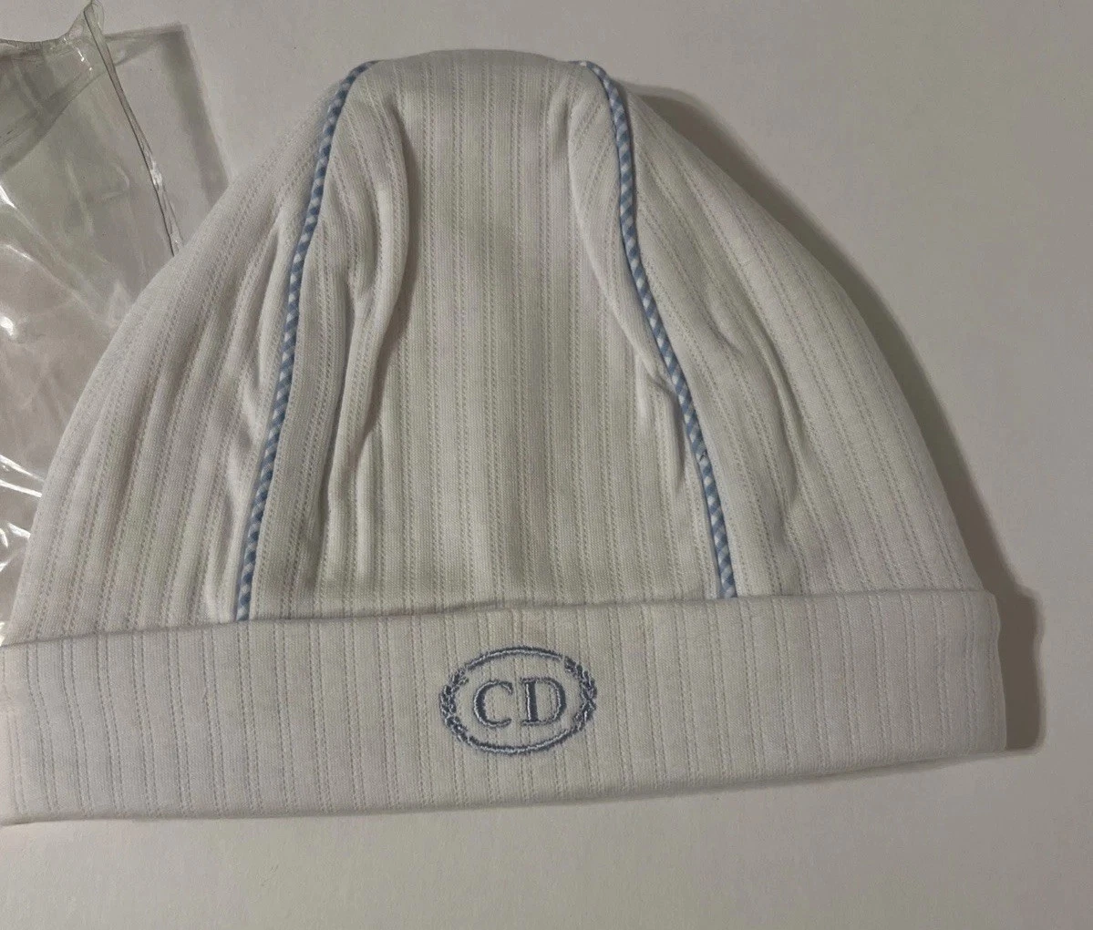 Baby Dior Newborn Beanie/Hat With Embroidered CD ON FRONT