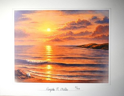 Sunset Beach Limited Edition Signed Art print Low Quality of 50