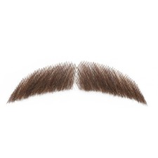 100 Human Hair Fake Beard and Handlebar Mustache for Men Realistic Hand-Ti...
