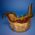 Murano Two Tone Gold Italian Custom Handmade Glass Bowl 10” Wide by 9-1/4” High