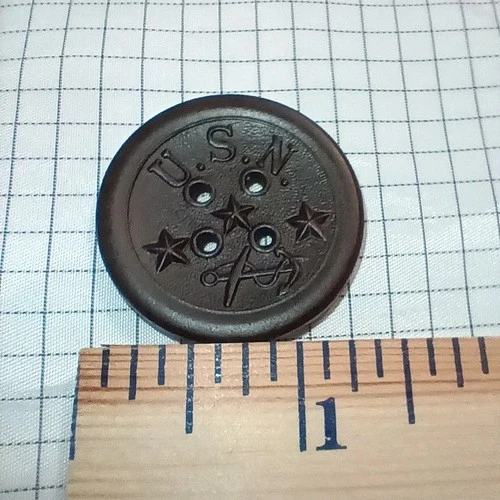Civil War US Navy Button 1851 Goodyear India Rubber Co U.S.N. Hard Rubber NY