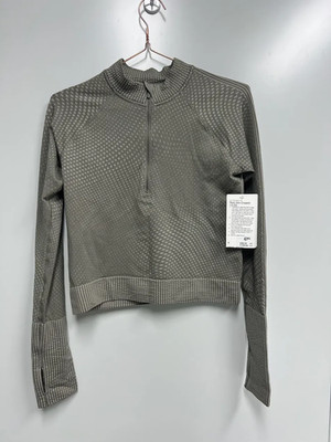 Lululemon Rest Less kurz geschnittenes Oberteil mit halbem Reißverschluss salbeigrün Damen UK 10