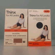 2X Thinx For All Leaks Light Absorbency Hi-Waist Underwear MEDIUM Black + Rose