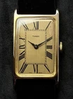 Vtg 1976 TIMEX Tank Men’s 36mm Mechanical Watch Gold Case Dial Roman Numerals