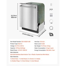 Uimoso 24" Built-In Dishwasher Stainless Steel Tub, 14 Settings & 8 Modes 7