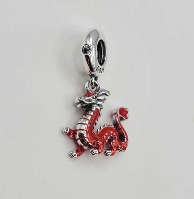 925 Sterling Silver Vivid Red Dragon Charm Pendant For Bracelet Or Necklace