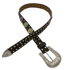 Nocona Belt Company Women's Leather Colorful Rhinestone Western Belt Size M