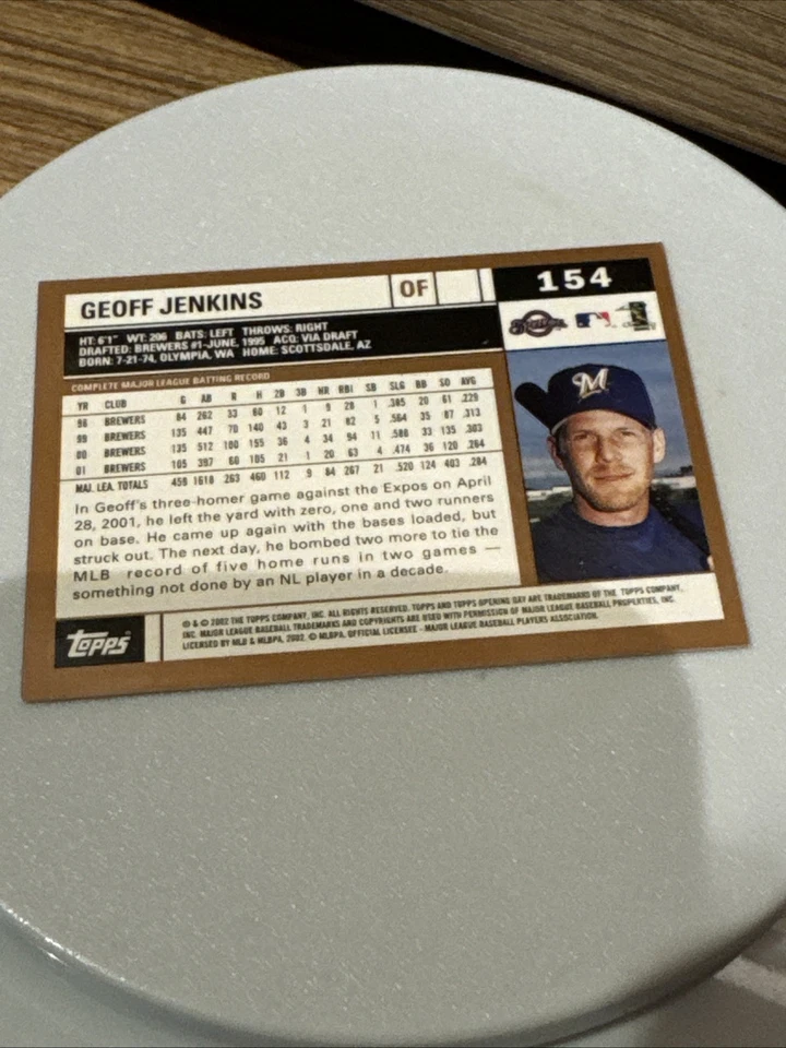 2002 Topps - Geoff Jenkins #527 Milwaukee Brewers - Image 2 of 2