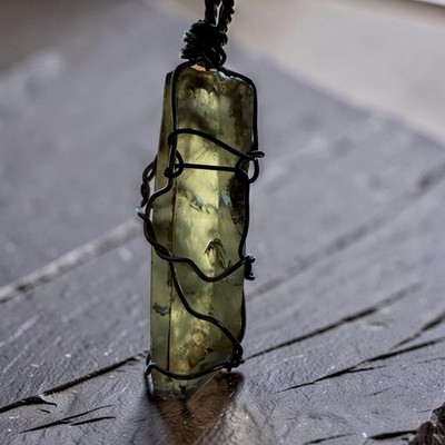 Smoky Quartz Point Crystal Pendant Wire Wrapped Copper Silver Jewelry Morion 2 