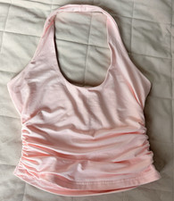 Baby Pink Ruched Halter Top Athleisure Aesthe...