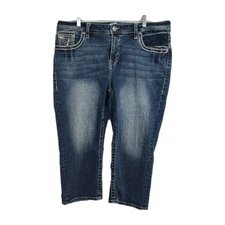 Vigoss Capri Jeans Women's Size 20 Blue Distressed American Flag Pockets
