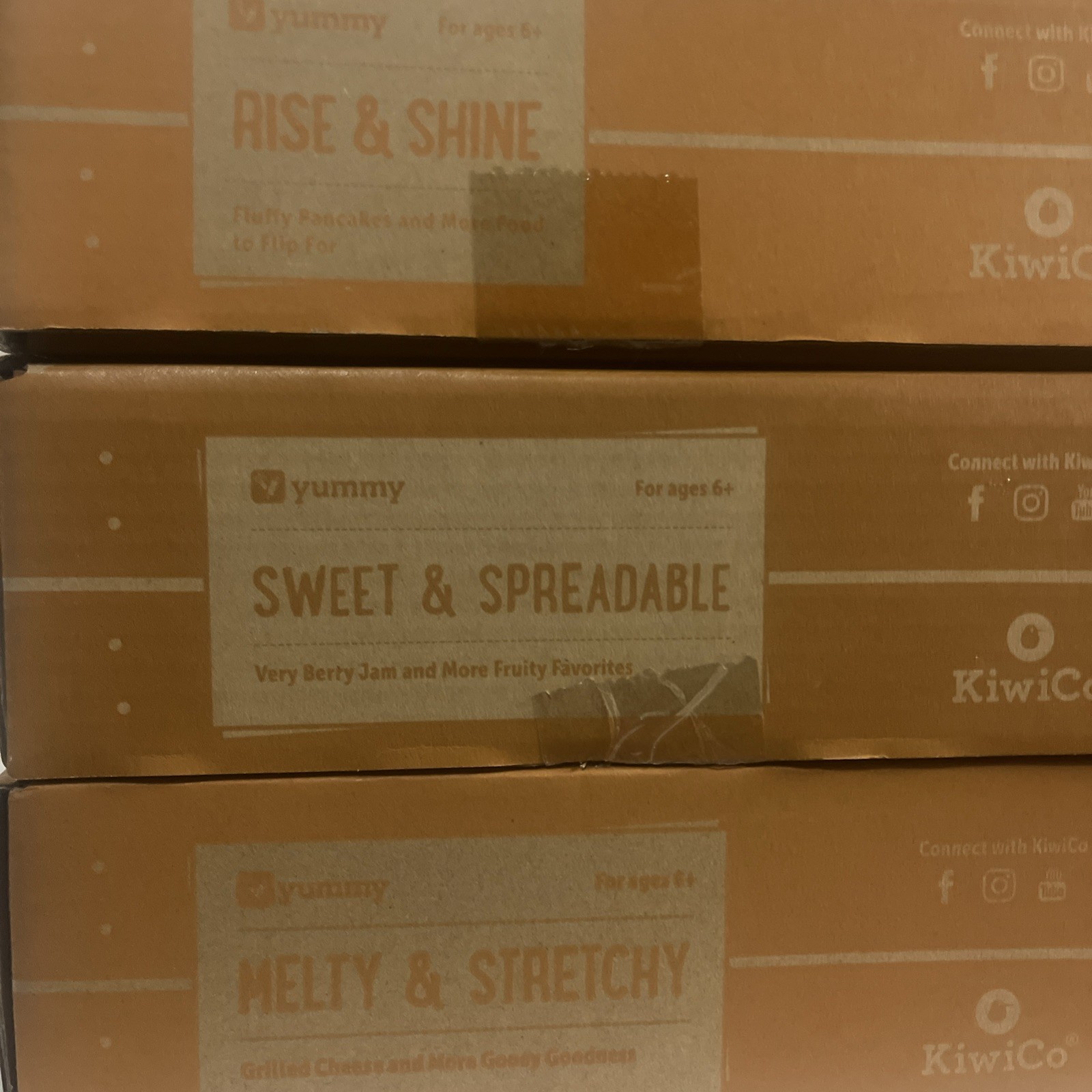 Lot of 3 Kiwi Co Tinker Crate Rise&Shine, Sweet and Spread, Melty and Stretch