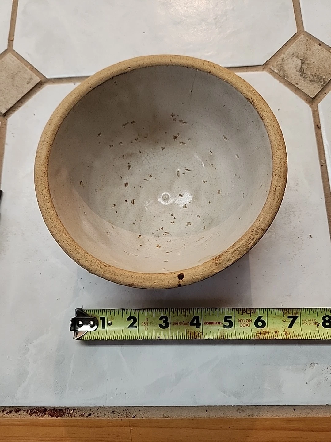 6.25"Dia x 3.75" Antique Glazed Crock Mortar/Bowl W/Rounded Bottom
