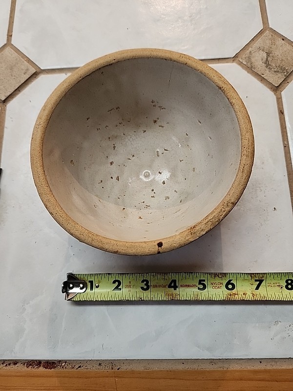 6.25"Dia x 3.75" Antique Glazed Crock Mortar/Bowl W/Rounded Bottom