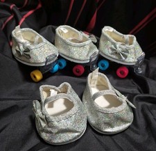 Build-A-Bear Roller Skates Silver Glitter Shoes BAB Ballerina Slippers Christm