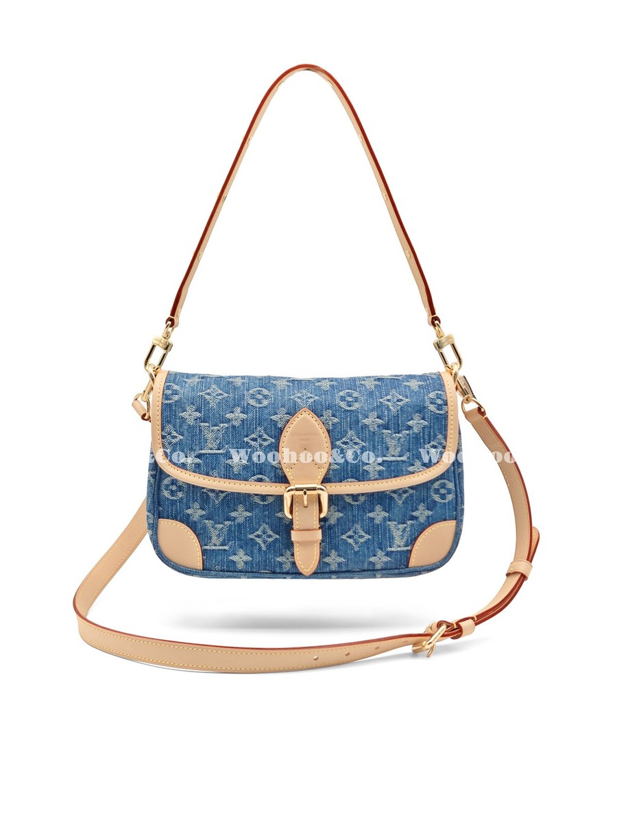 LOUIS VUITTON Diane Monogram Denim Single Shoulder Bag Women's 9.4