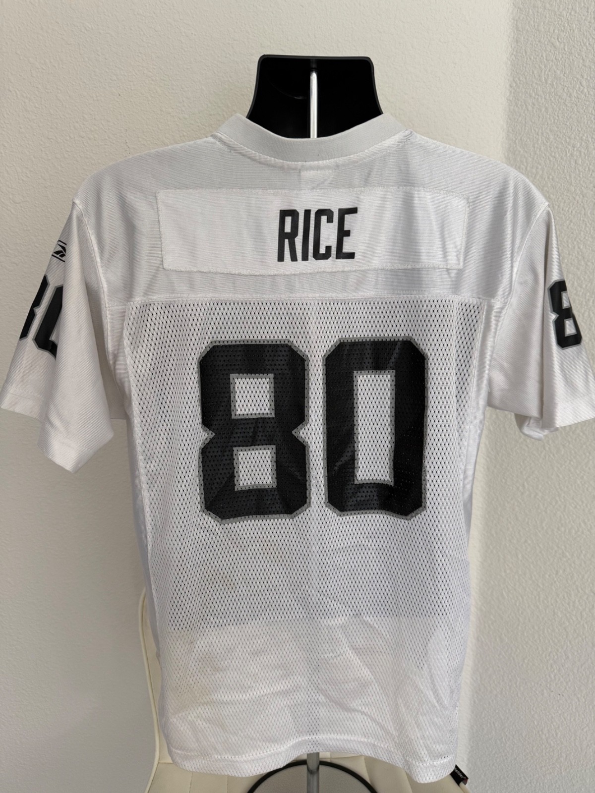 Jerry Rice #80 Raiders Jersey Mens AS White Reebok NFL Equipment On Field Vtg