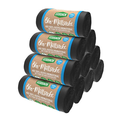 ECOSACK 120L 240 Stk. Öko Müllsäcke Haushalt Abfallsäcke schwarz EU recycelbar
