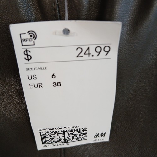 H&M Women's Size 6 Faux Leather Leggings Dark Brown NWT - Picture 5 of 15