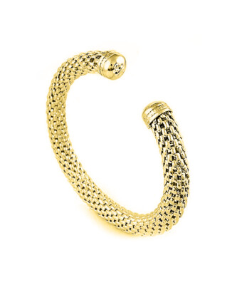 18k Yellow Gold Plated Cable Cuff Bracelet for Woman and Men