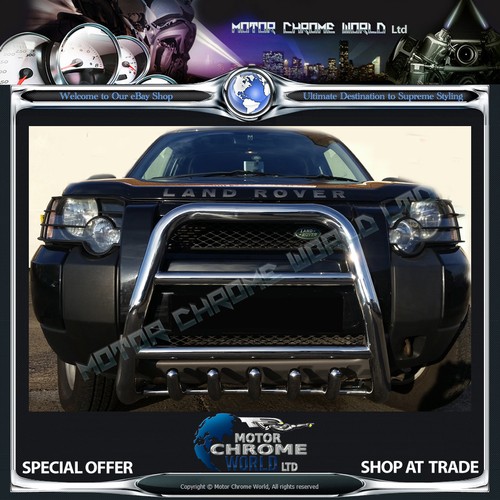 LAND ROVER FREELANDER FACELIFT BULL BAR CHROME AXLE NUDGE 2004-2006 LOGO BAR NEW