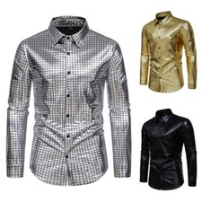 Men's Plaid Shirt Casual Slim Shirts Long Sleeve Button Down Tops Blouse