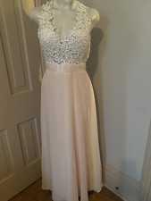 Asos Embellished Ivory Gown Aline Dress 4 Wedding Slit Blush Retrofete Halter s