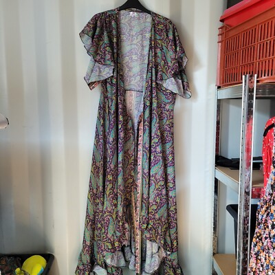 All Things Asia Tie Up Maxikleid UK Größe Large & Rüschenärmel und Unterteil