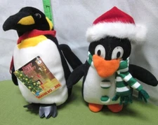 CHRISTMAS PENGUINS lot 2 dolls 1997 Beanie Boppers toy Napoleon NWT Stuffins