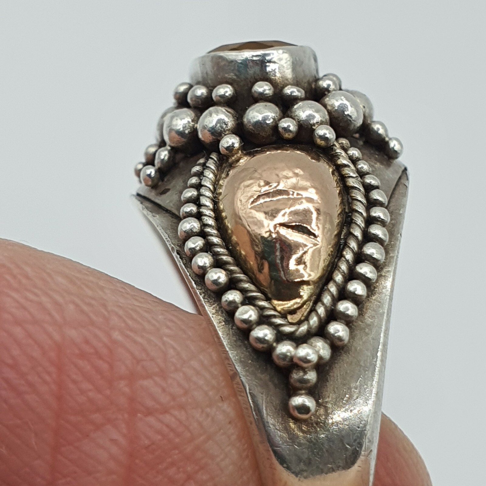 Photo 6 of Sterling Silver Citrine Ring Size P/Q Vintage 4.5gram (R87)