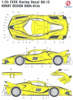 Hobby Design 1/24 Ferrari FXXK racing decal No.15 HD04-0144 from Japan 10505