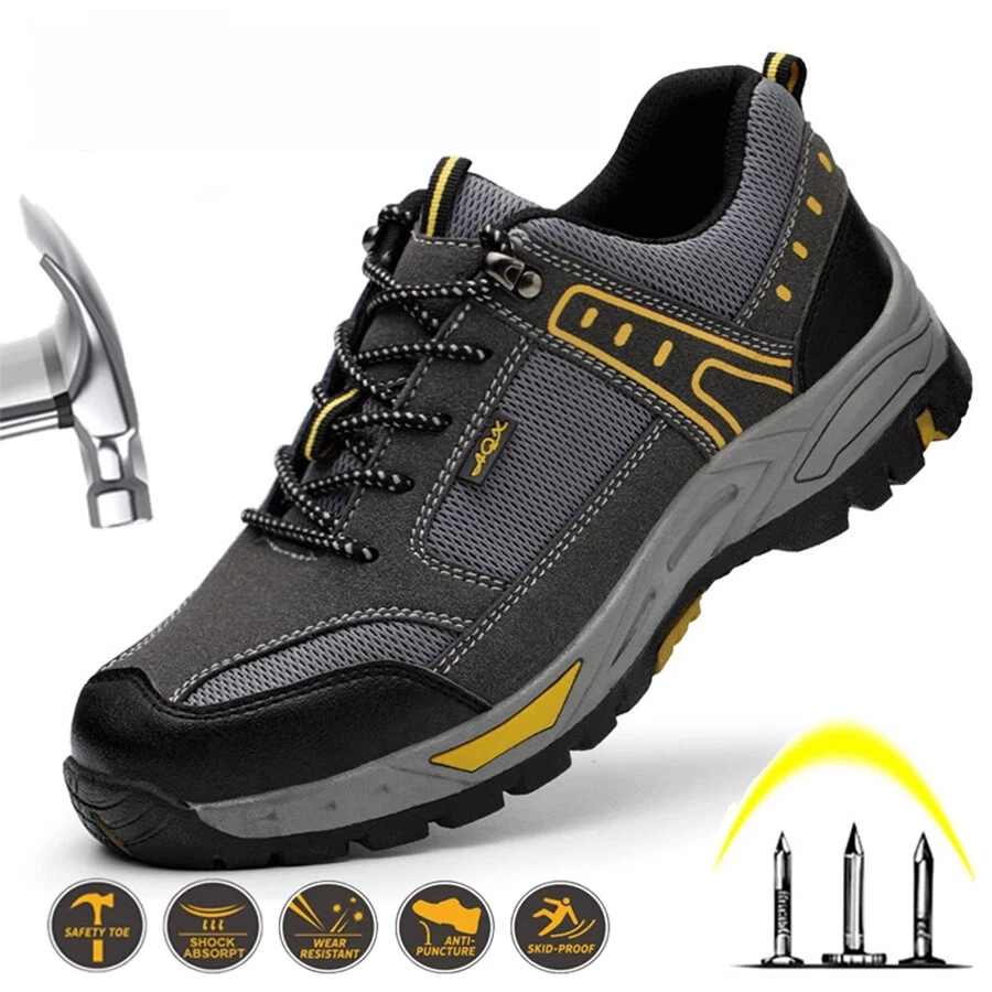 Men Safety Shoes Steel Toe Work Boots Puncture-resistant Proof Hiking Sneakers