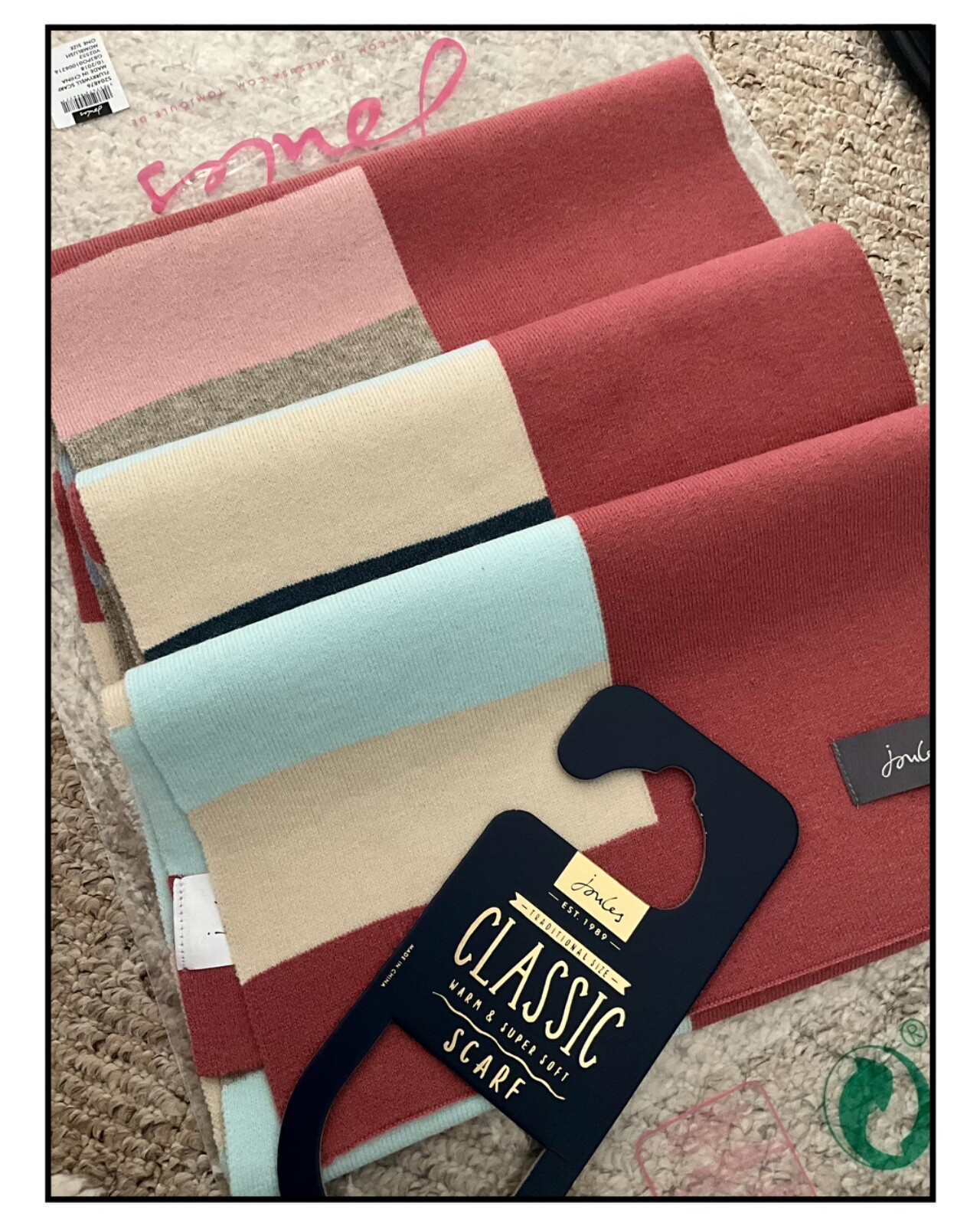 JOULES - Flurrywell Luxe Colour-block Scarf - New - Sealed.