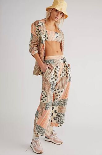 Free People Block Party Summer 3pc Set Patchwork Print Bandeau Pant Blazer S NWT - Picture 4 of 11