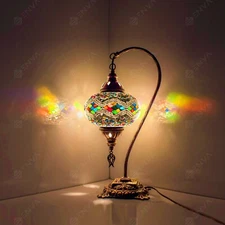 Turkish Moroccan Style Glass Mosaic Table Bedside Tiffany Lamp Light Large Globe