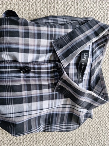 Blaq Premium Large Mens Grey Striped Shirt - Picture 22 of 24