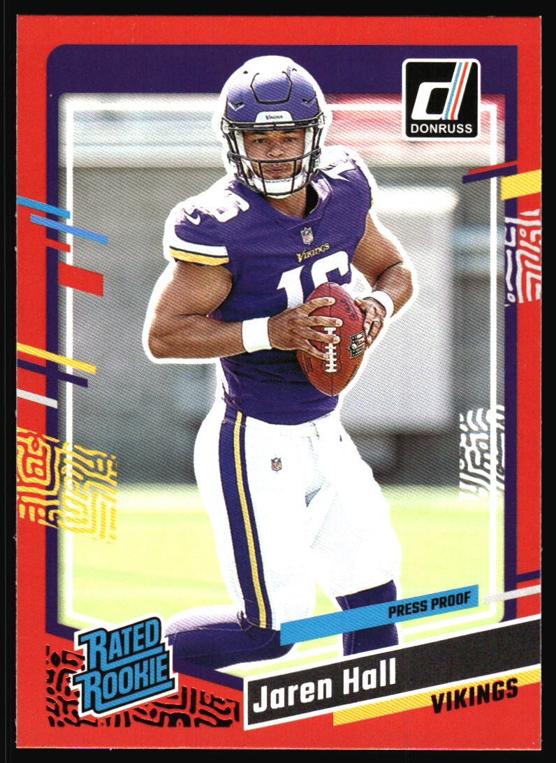 2023 Donruss Jaren Hall Red Press Proof Rated Rookie RC #367 Minnesota Vikings