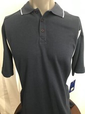 New Reebok PlayDry Vintage Mens Large Polo Shirt DarkBlue Cotton Polyester Blend