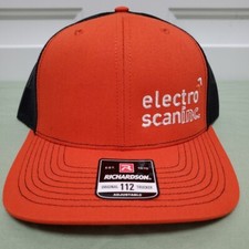 NEW Richardson 112 Snapback Trucker Hat, Orange  Black Mesh, Electro Scan Inc