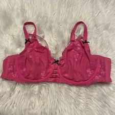 Cacique 46C Bra Pink Unlined Curvy Balconette Underwire Back Closure 