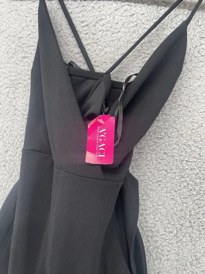 NWT JOE & ELLE Women’s Spaghetti Strap Front Flutter Jumpsuit Black XS - Imagem 4 de 4