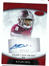 KYLIN HILL 2021 SAGE ASPIRE FOOTBALL ROOKIE AUTO - RED PARALLEL