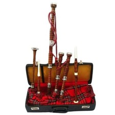 Great Highland Bagpipes Rosewood Silver Amount/Scottish Bagpipes with Hard Case