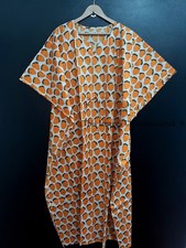 Indian Fruit Printed Kaftan Cotton Hippie Maxi Women Nightwear Caftan Dress