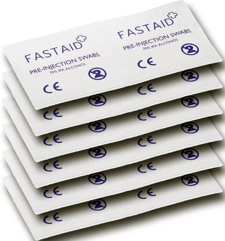 Fast Aid Pre-Injection Swabs 70% IPA Alcohol Wipes Piercing Tattoo ...