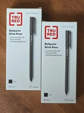 2 Boxes (24 Pens Total) "Tru Red" Black Ink Ballpoint Stick Pen 0.7mm TR52858