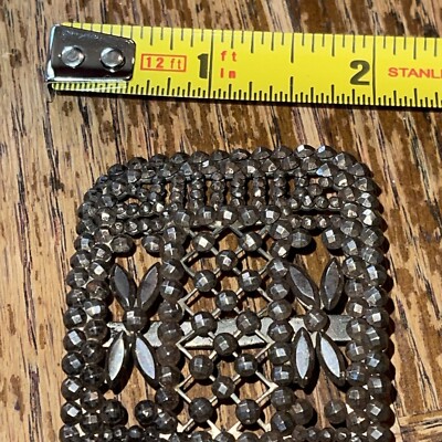 Antique Cut Steel Belt Buckle MADE IN FRANCE Signed Hand 