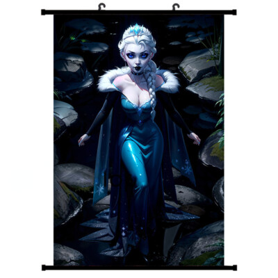 BLACK Elsa HD Print Anime Game Poster Role Wall Scroll Poster 60x90cm Gift